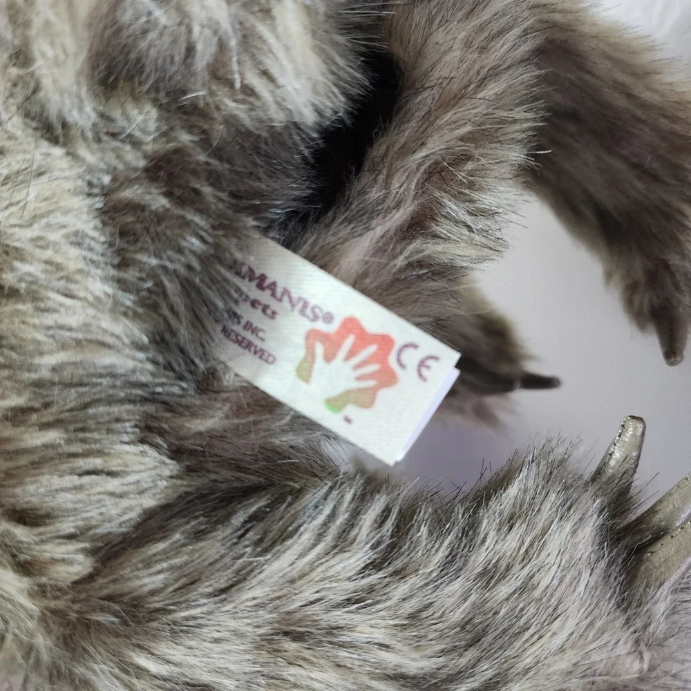 Folkmanis Three-Toed Sloth Hand Puppet Brown Faux Fur Realistic Plush Toy